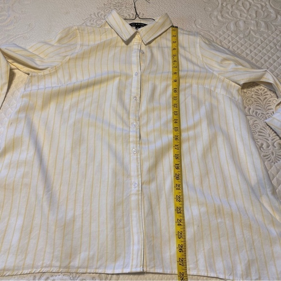 Zac and Rachel Button Down Yellow & White Blouse w/ Roll Tab Sleeves Size XL - Picture 8 of 8
